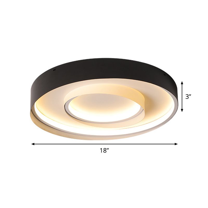 2-Circle Hotel Flush Mount Light Acrylic Minimalism 18/22 Inch Dia LED Ceiling Fixture in Warm/White Light