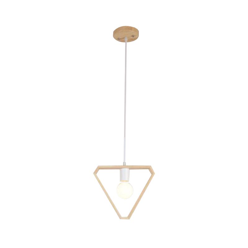 Triangle/Square/Hexagonal Drop Pendant Contemporary Wooden 1-Light Bedroom Ceiling Light Fixture