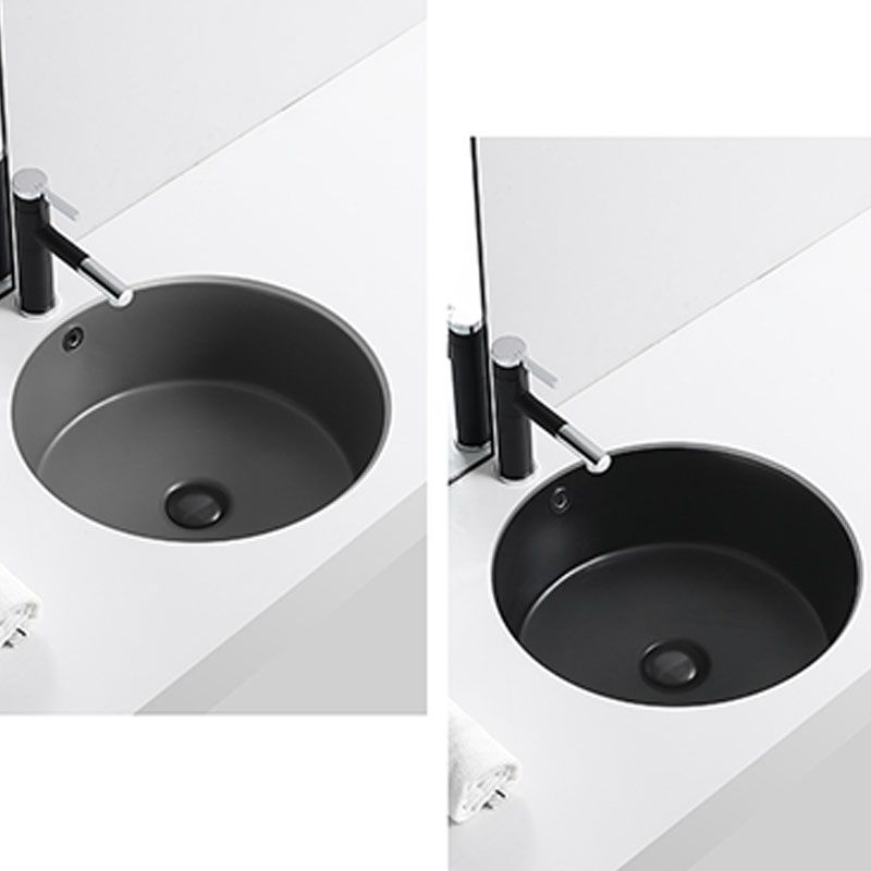 Porcelain Bathroom Sink Round Vessel Lavatory Sink with Pop-Up Drain