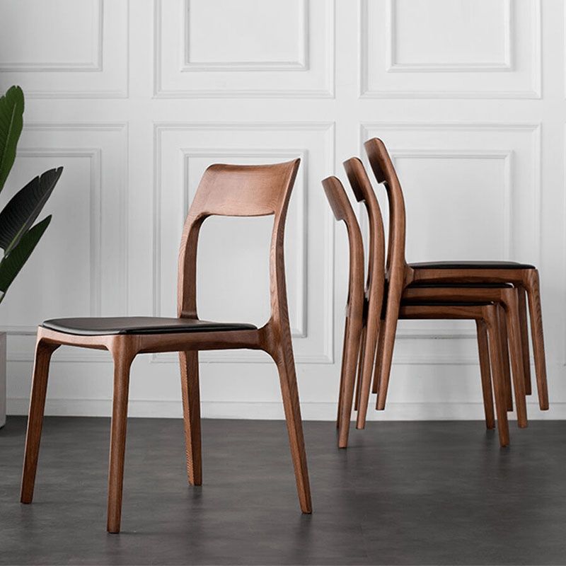 Industrial Design Open Back Dining Side Chair for Home Wood Legs Armless Side Chairs