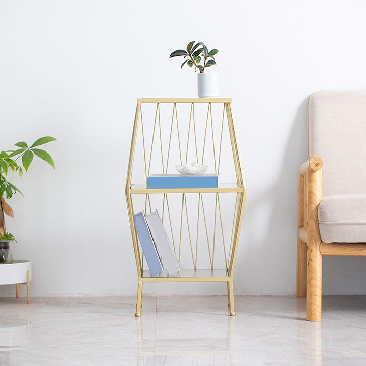 Modern Metal Bookshelf Geometric Vertical Closed Back Bookcase