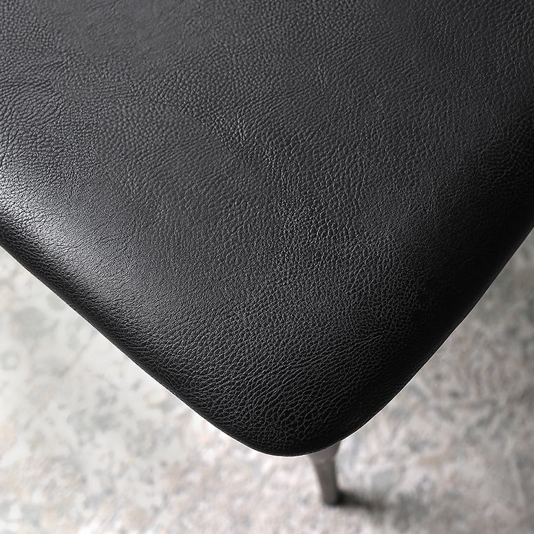 Industrial Upholstered Armless Chair Black Legs Kitchen Open Back Dining Chair