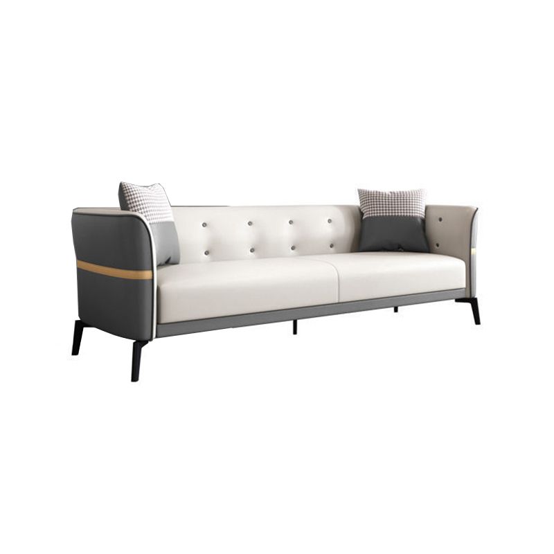Tufted Flared Arm Sofa Contemporary Faux Leather Stain Resistant Sofa