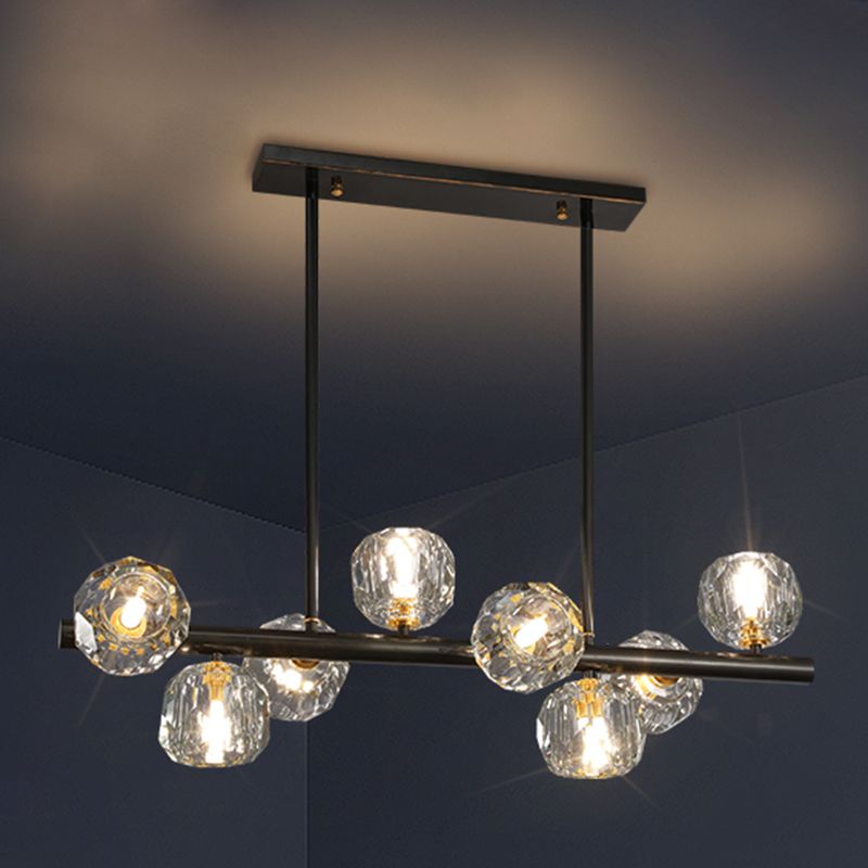 Globe Crystal Island Lighting Fixture Modern Elegant Ceiling Pendant Light for Dining Room