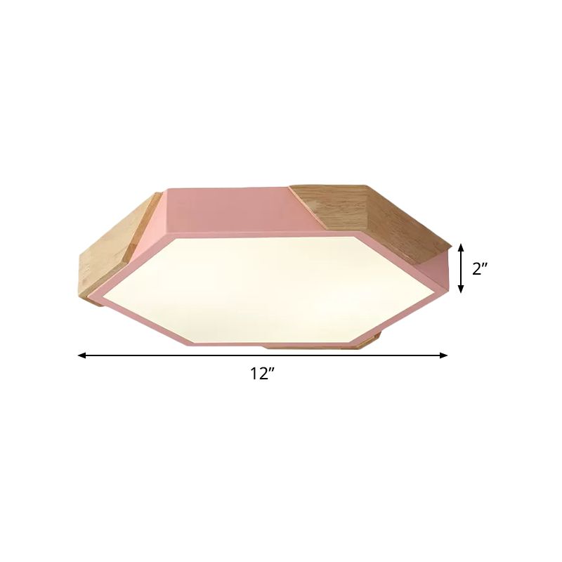 Lámpara de techo hexagonal para aula de jardín de infantes, luz LED empotrada de acrílico de estilo nórdico