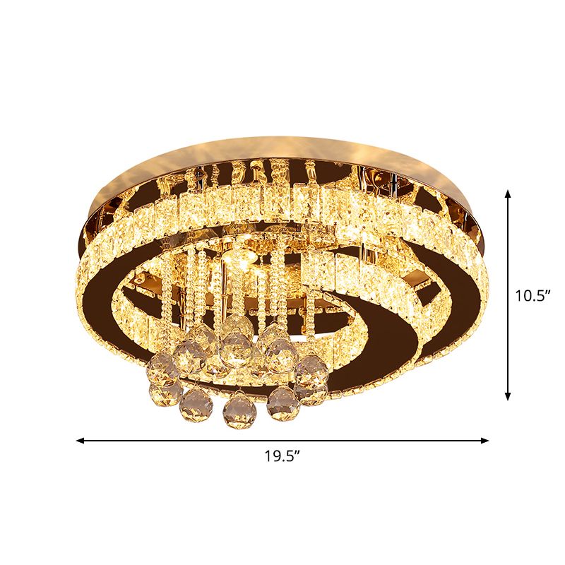 Crystal Rectangle Moon/Star Ceiling Lamp Modern LED Semi Flush Light in Chrome with Droplet Deco