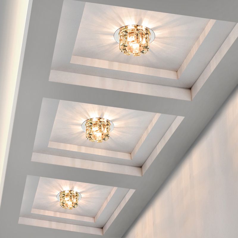 Edelstahl Rundbündige Lichtschlichtheit Kristall Block LED Deckenbündige Licht für Entryway
