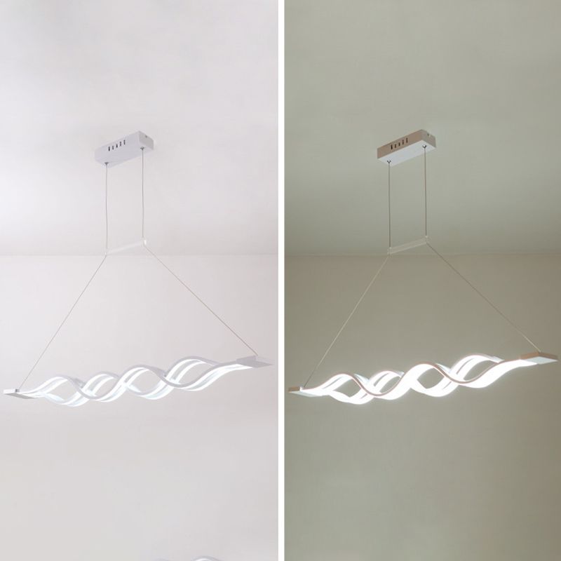 Luce isola a led a forma d'onda bianca nella moderna semplicità in ferro battuto luce a sospensione con ombra acrilica