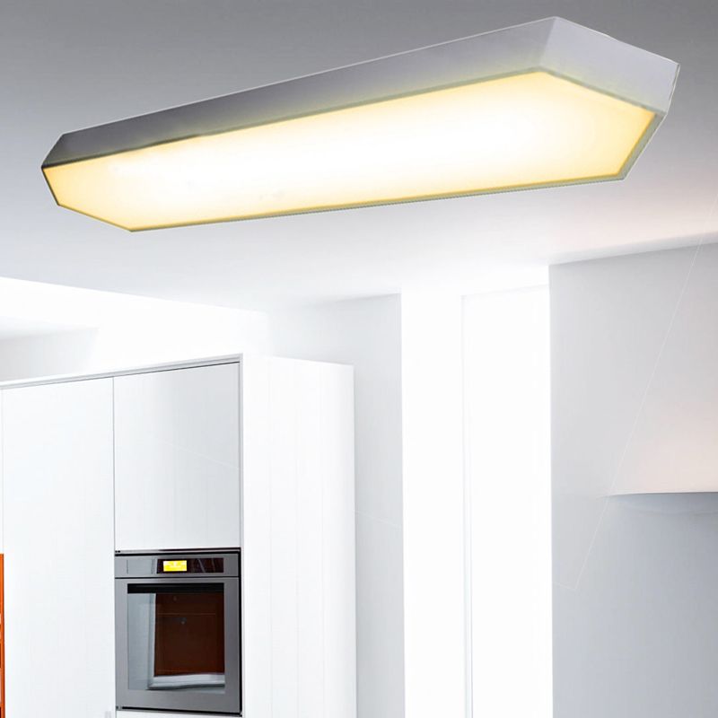 Metal Strip Flush Mount Lighting Contemporary Led White/Black/Silver Flush Lamp in White/Warm/Natural Light, 4"/8" Wide