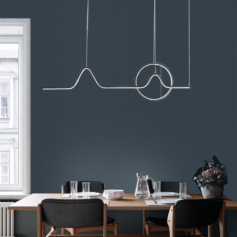 2-Light Modernism Golden/Black Ceiling Light LED Kitchen Island Lighting for Bedroom