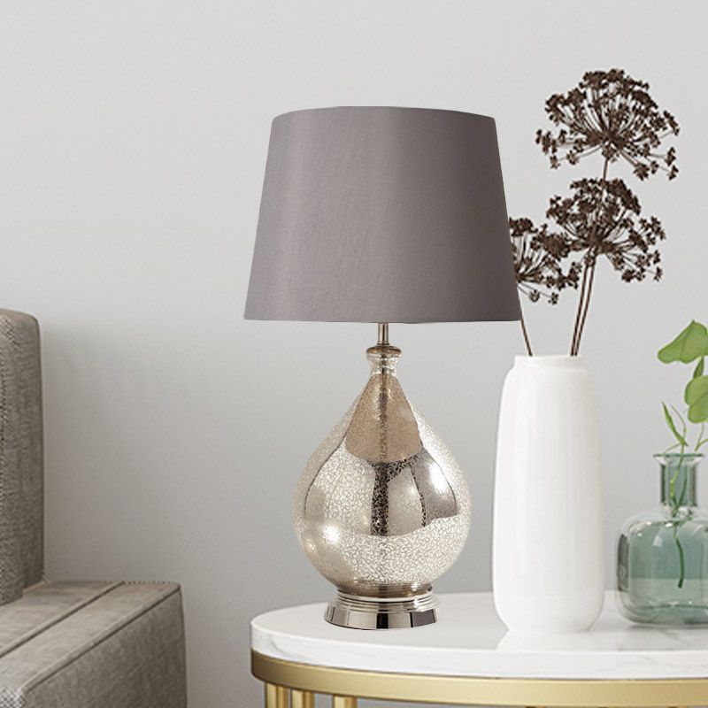 1 lichte nachtverlichting rustieke trommelstoftafel licht in wit/koffie/grijs met traanvoetstuk voor slaapkamer