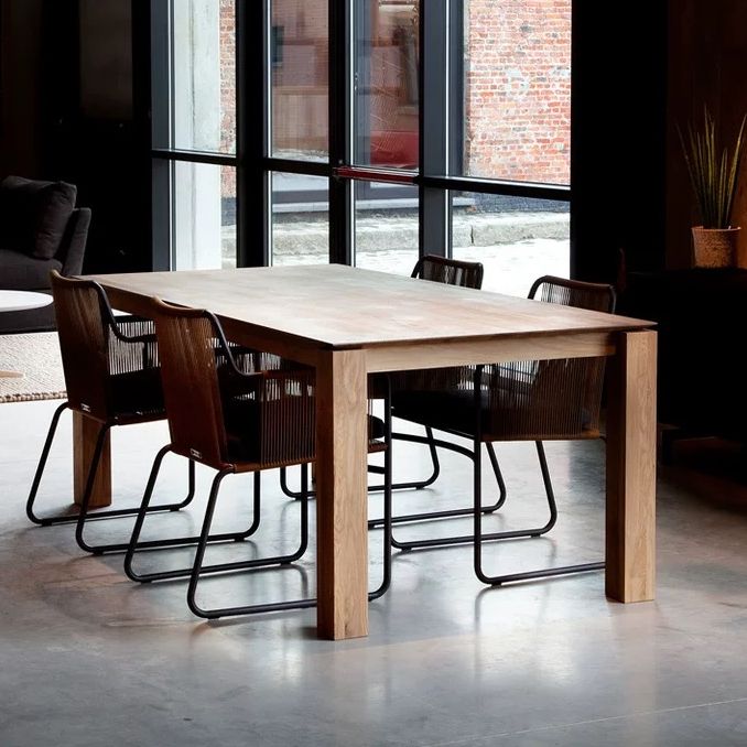 Mesa de comedor de madera rectangular para mesa de pino de restaurantes en la naturaleza con 4 patas