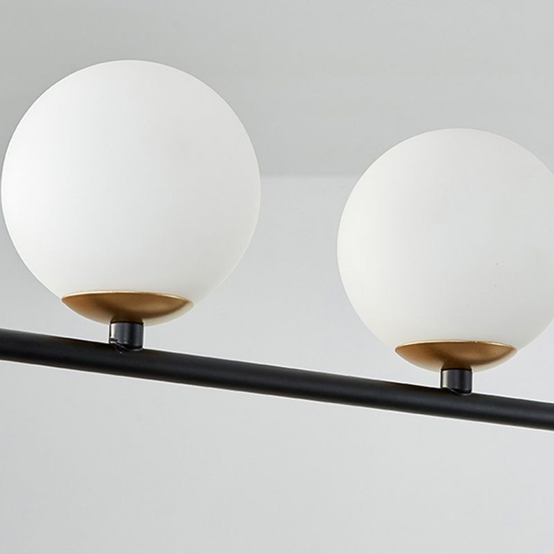 Metal Modern Ceiling Light Geometric Shape Island Light with Glass Shade for Living Room