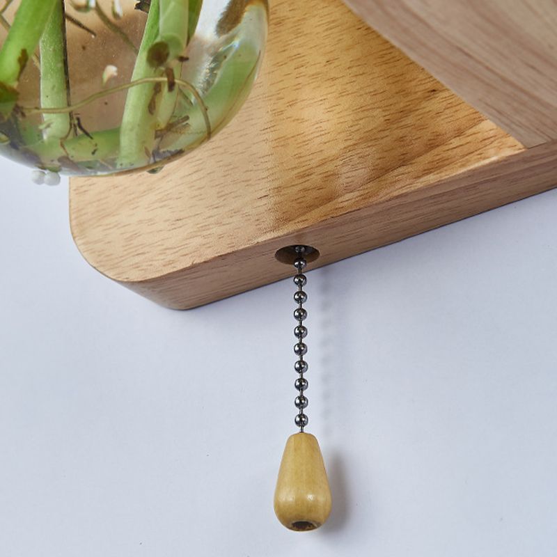 Contemporary Wooden Wall Sconce Simple Wall Light with Glass Shade without Plants