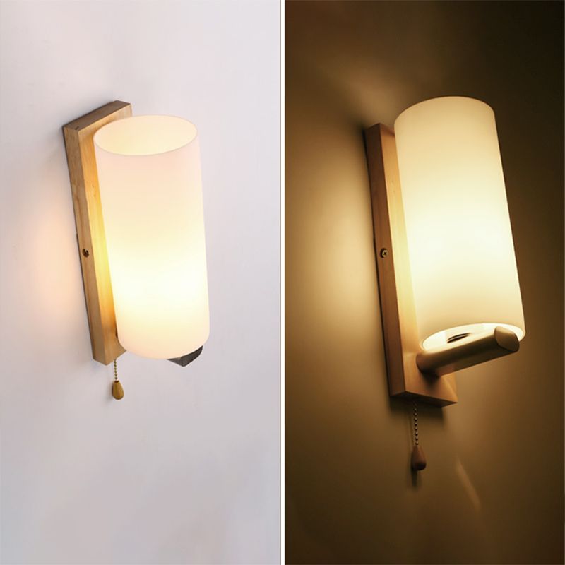 Luz de pared de madera de estilo moderno lámparas de pared creativa para dormitorio de hotel
