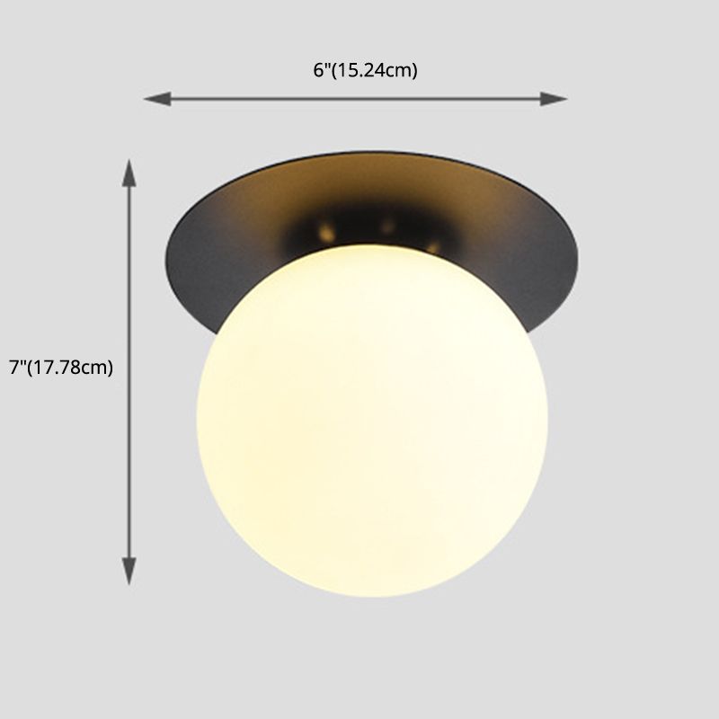 Glass Globe Shape Ceiling Light Modern Style 1 Bulb Flush-mount Lamp for Dining Room