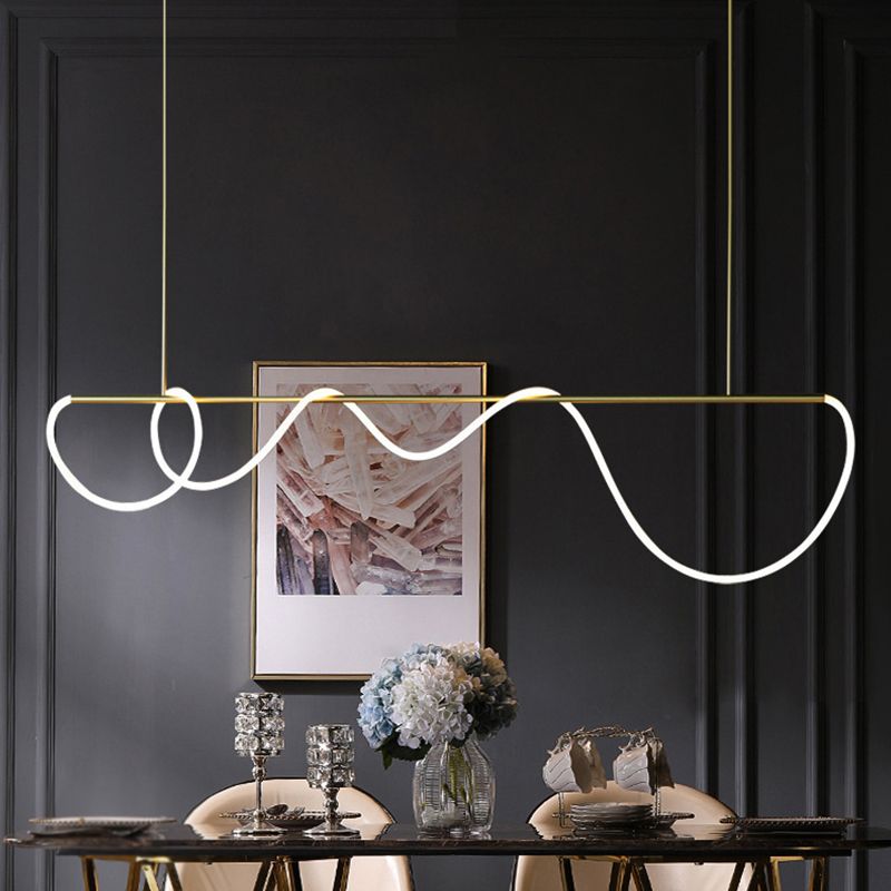 1 Light Linear Pendant Lighting Modern Metal Island Lighting