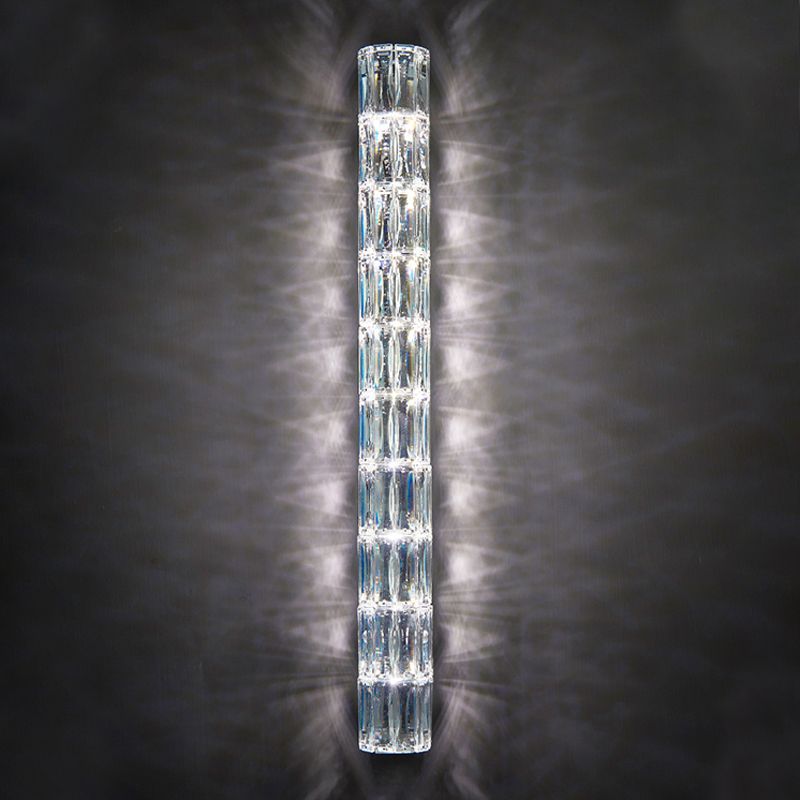 Zylinder Multi-Lights Wandleuchten Moderner Kristallwandmontageleuchte in Chrom
