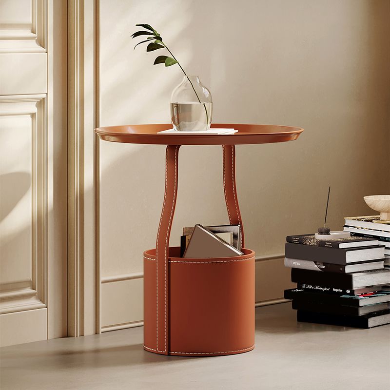 Mid-Century Modern Sofa Side Accent Table with Tray Top for Living Room