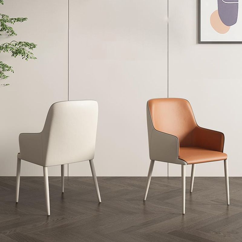 Contemporary PU Leather Dining Chairs Indoor Arm Chair with Upholstered