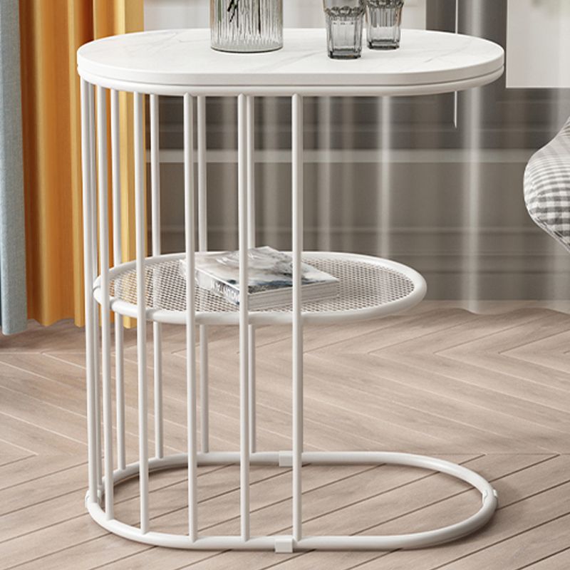 Minimalist Oval Corner Table Slate C Side Table for Living Room