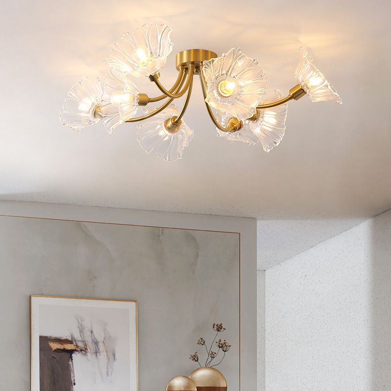 Nordic Style Iron Ceiling Light Lotus Leaf Shape Ceiling Lamp for Bedroom