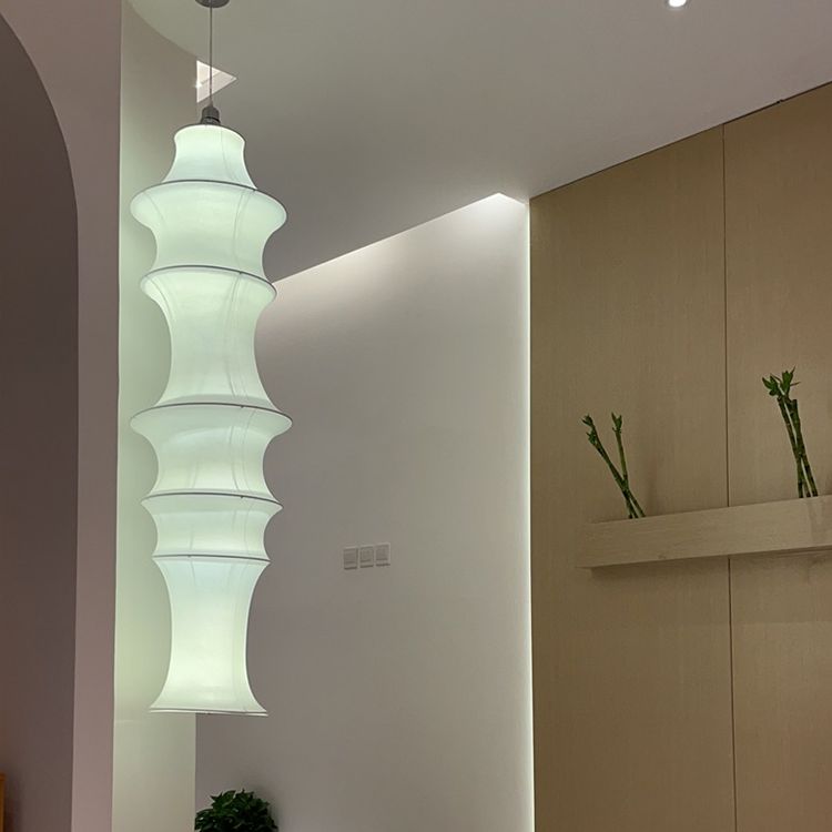 Hedendaagse witte zijden hanglamp LICHT BEWERK 1 Licht geometrisch hangend plafondlicht