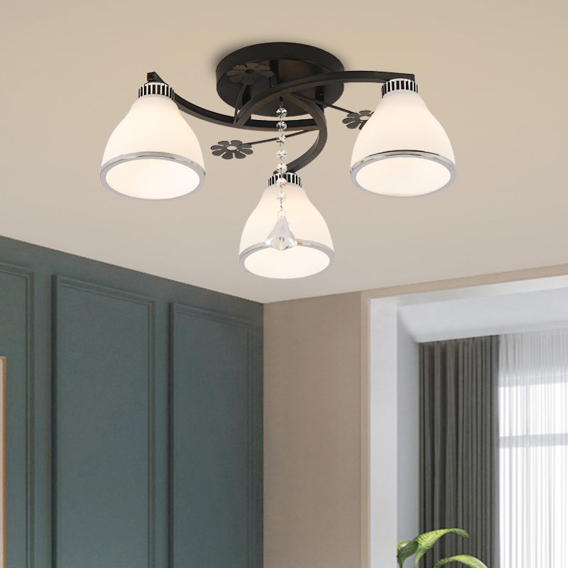 Light de plafond en verre moderne noir Multi Light Flush Mount Plafond Light for Dining Room