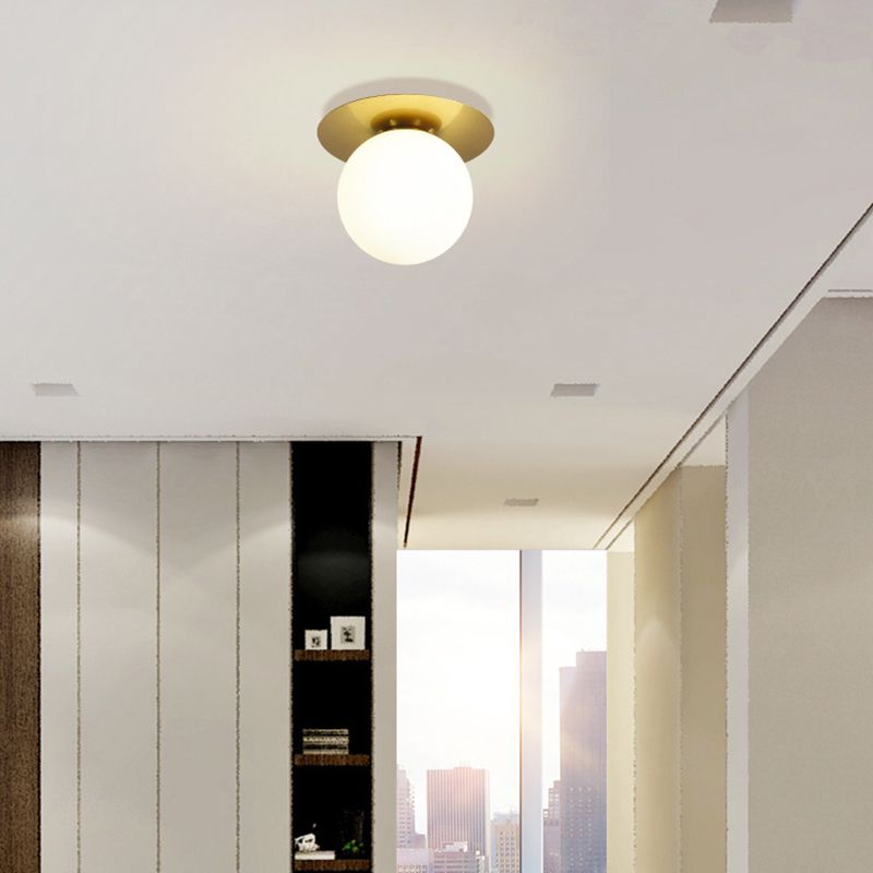 Traditional Globe Bath Sconce Iron & Glass Bathroom Vanity Lighting in Black / Gold