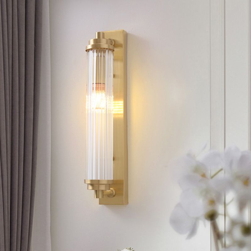Cylinder Living Room Wall Light Fixture Clear Crystal Pipes LED Contemporary Wall Lighting
