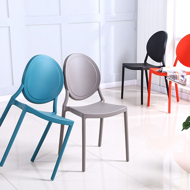 Contemporary Armless Plastic Dining Chairs Open Back Dining Side Chair for Home Use