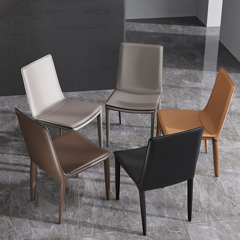 Glam Dining Room Side Chairs Leather Armless Dining Chairs for Home