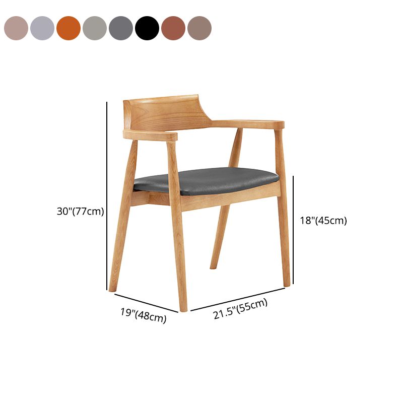 Silla de comedor de cuero contemporánea con respaldo abierto de madera
