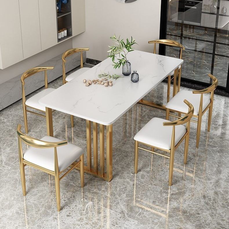 Modern 1/2/5/7 Pieces Dining Set Rectangle Stone Dining Table for Dining Room Kitchen