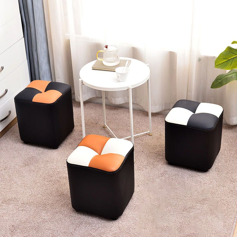 Modern Yellow Cube Water Resistant Color Piece Leather Indoor Cube