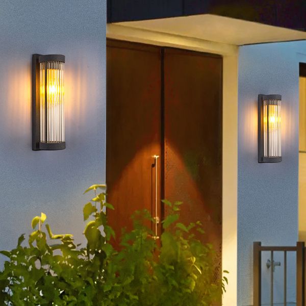 Black 1-Light Wall Lamp in Modern Concise Style Cylindrical Glass Wall Light