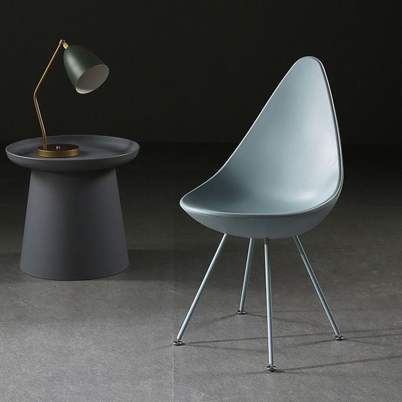 Industrial Style Armless Chair Solid Back Side Plastic Chair with Metal Base