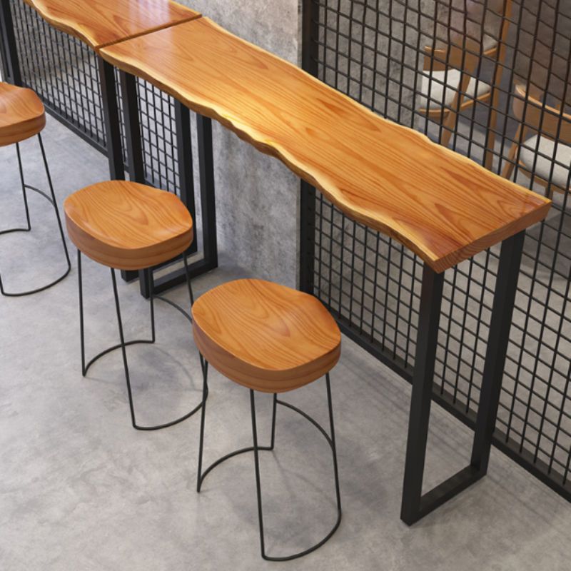 Rectangle Solid Wood Bar Table Set Luxurious 1/3 Pieces Counter Table with High Stools