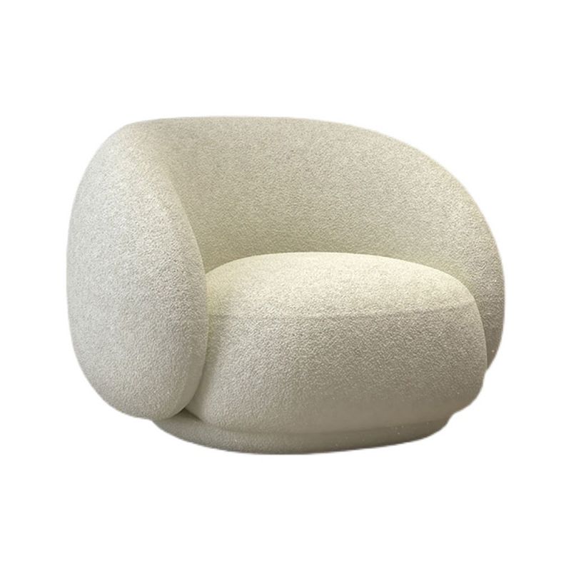 Modern Simple Curved Sofa 29.53"h Sloped Arm Wool Sofa in White
