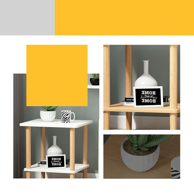 Modern Wood Side Table 20.86" Tall 4 Legs End Table with Shelf