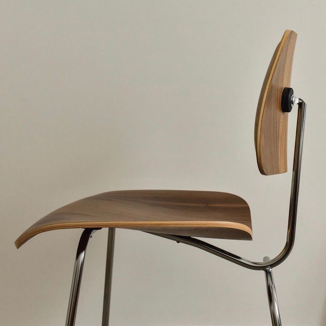 Modern Style Wooden Dining Chairs Open Back Dining Side Chair with Metal Legs