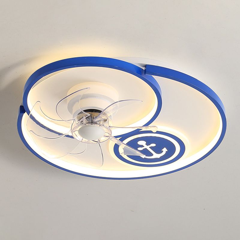Pink / Blue Fan Mount Light Fixture Kids Style Ceiling Fan Lighting