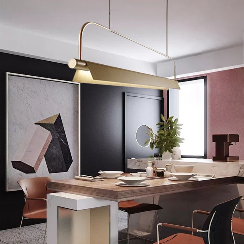 Single Modernism Golden Ceiling Light Metallic Kitchen Island Lighting for Foyer