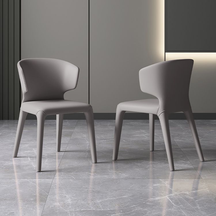 Silla de comedor moderna de piel sintética con respaldo lateral para uso doméstico
