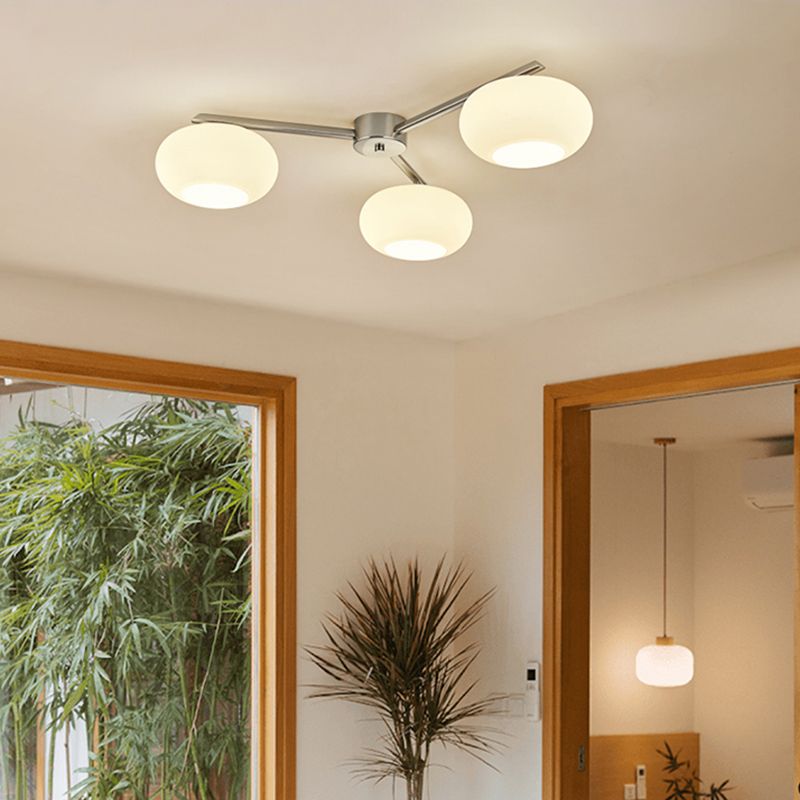 Multi Lights Ceiling Mount Light Modern Style with Glass Shade for Living Room