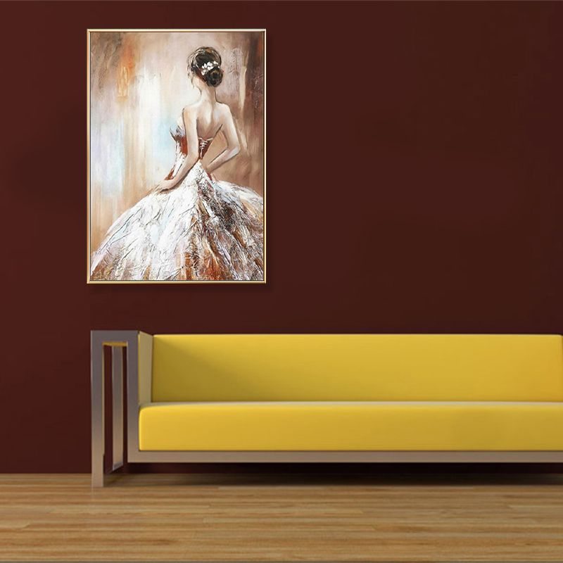 Dressing Maiden Back Scene Canvas Textured Glam Style for Girls Bedroom Wall Art Decor