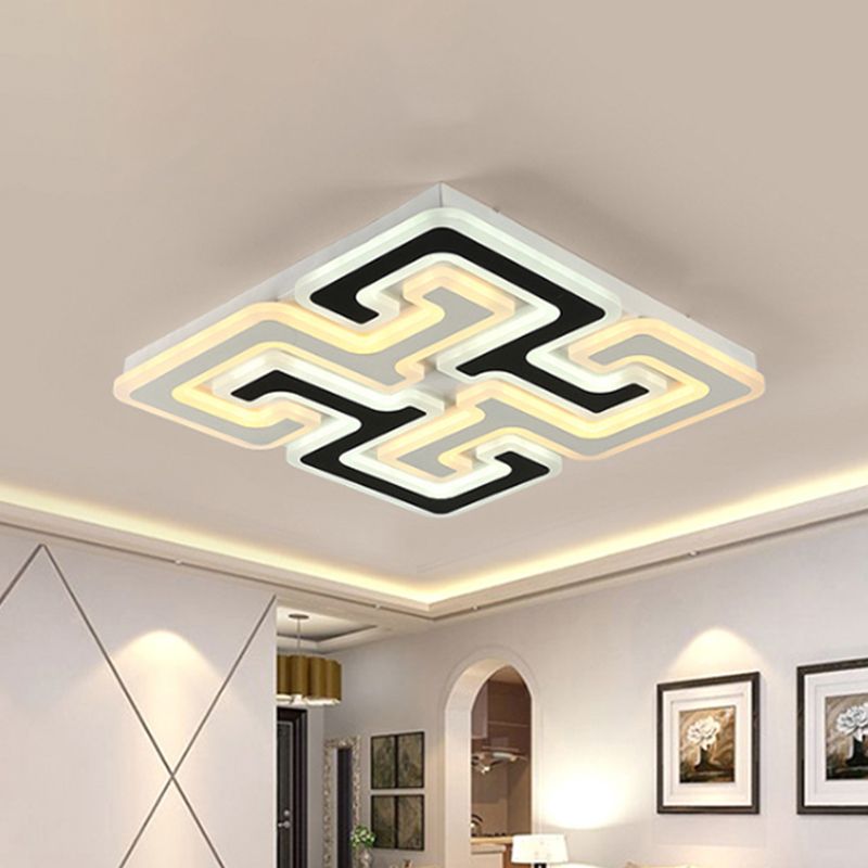 Modernism LED Ceiling Light with Acrylic Shade Black Maze Flush Mount Light in Warm/White/Second Gear