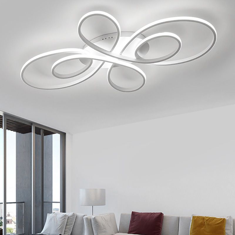 Acrylic Flower-Shaped Flush Mount Modernist 23.5"/31.5"/39" Wide Led White/Coffee Flush Ceiling Light Fixture in White/Warm Light
