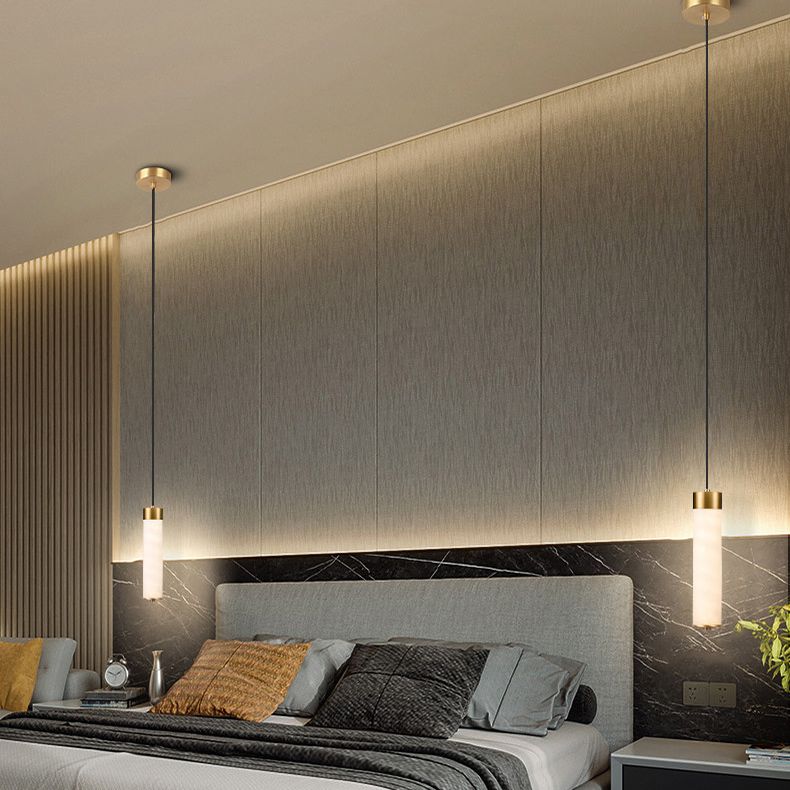 Pendulum a forma di pipa in marmo Minimalismo 1 testa a sospensione bianca per camera da letto