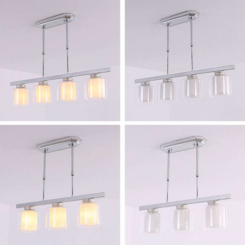 Fidutri di illuminazione a lampadario contemporanei di vetro a vetro pulito contemporaneo dell'isola per tavolo da pranzo